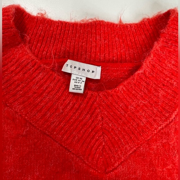 Topshop Red Oversize Cozy Long Sleeve V Neck Stretch
Pullover Sweater - Picture 10 of 13